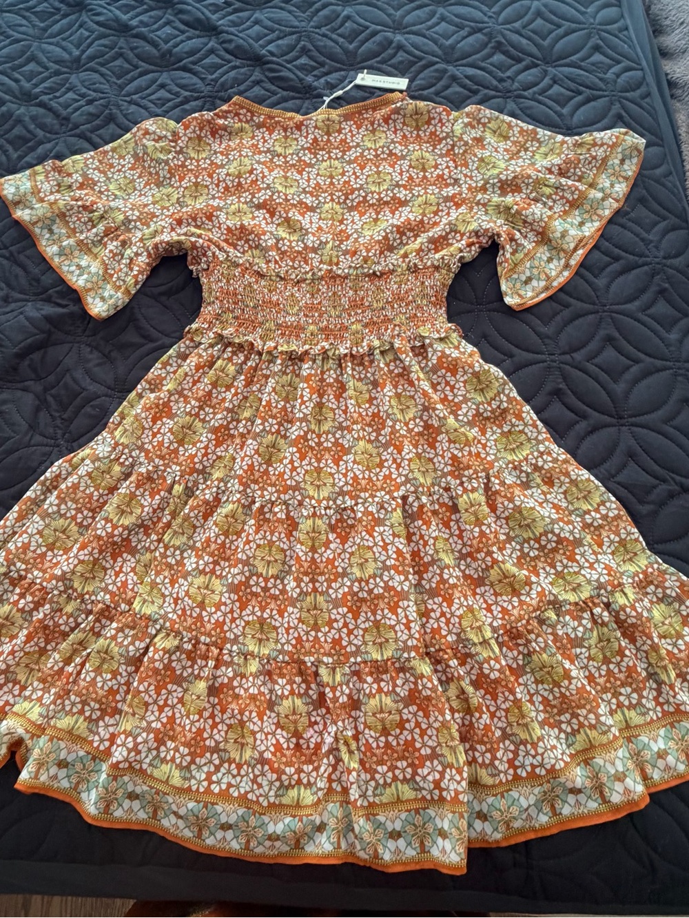 Max Studio Orange Floral Border-Print Dress - Picture 6 of 7